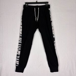 Monrow Black with Black & White Tie Dye Sides Jogger Sweatpants Size XS